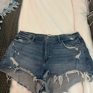 Abercrombie & Fitch Blue Distressed Jean Shorts